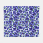 Couverture Polaire Fleurs de Pensée Bleues (Devant (Horizontal))