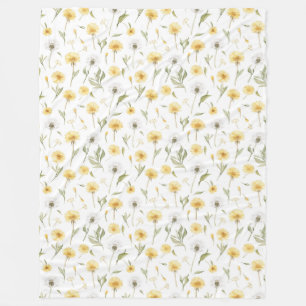 Couverture Polaire Fleurs de pissenlits jaunes blancs
