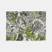 Couverture Polaire Fleurs de pivoines blanches et moisissures (Devant (Horizontal))