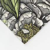 Couverture Polaire Fleurs de pivoines blanches et moisissures (Coin)