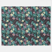 Couverture Polaire Fleurs de Plumeria Emerald Green Feuilles tropicau (Devant (Horizontal))