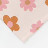 Couverture Polaire Fleurs de pop mod rétro rose et orange brûlé (Coin)
