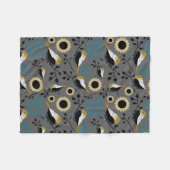 Couverture Polaire Fleurs de poulet Berries Turquoise Or Noir (Devant (Horizontal))