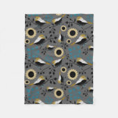 Couverture Polaire Fleurs de poulet Berries Turquoise Or Noir (Devant)