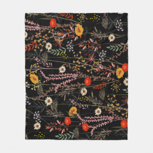 Couverture Polaire Fleurs de prairie en floraison main tiré