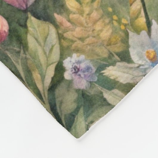 Couverture Polaire Fleurs de prairie et papillons (Coin)