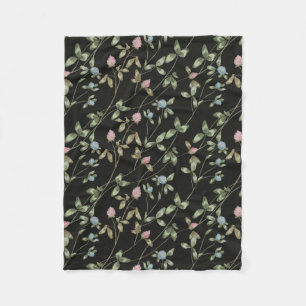 Couverture Polaire Fleurs de prairie trèfle imprimés maison de campag