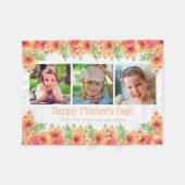 Couverture Polaire Fleurs de printemps 3 Photos Fête des mères (Devant (Horizontal))