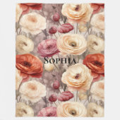 Couverture Polaire Fleurs de printemps à la crème bourguignonne (Devant)