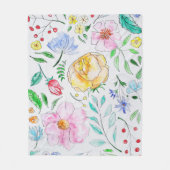 Couverture Polaire Fleurs de printemps à l'aquarelle peintes à la mai (Devant)