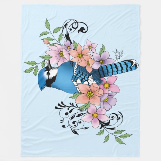 Couverture Polaire Fleurs de printemps bleu Jay (Devant)
