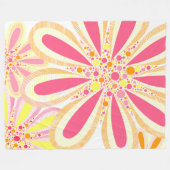 Couverture Polaire Fleurs de printemps jaune et rose (Devant (Horizontal))