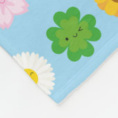 Couverture Polaire Fleurs de printemps Kawaii (Bleu) (Coin)