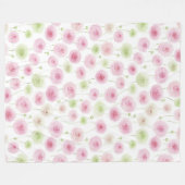 Couverture Polaire Fleurs de Renoncule Rose Menthe (Devant (Horizontal))