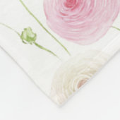 Couverture Polaire Fleurs de Renoncule Rose Menthe (Coin)
