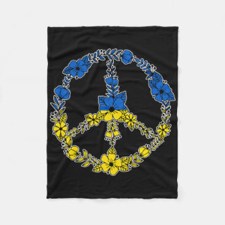 Couverture Polaire Fleurs de signe de paix en Ukraine en bleu et jaun