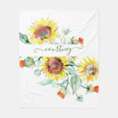 Couverture Polaire Fleurs de soleil aquarelles personnalisées (Devant)