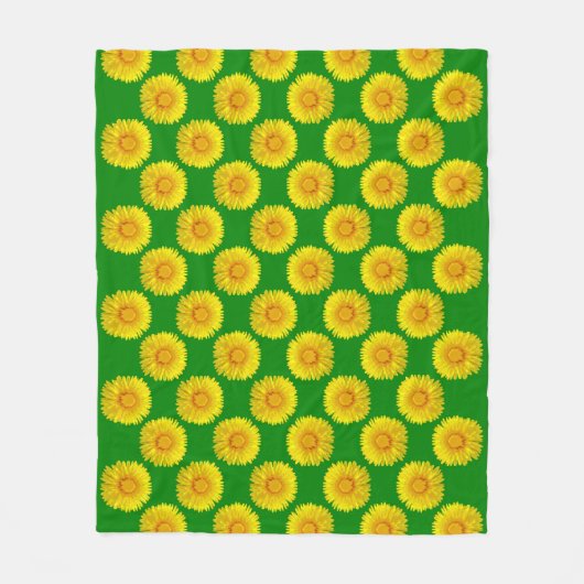 Couverture Polaire "Fleurs de soleil" Green Fleece design de couvertu (Devant)
