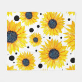 Couverture Polaire Fleurs de soleil jaunes Motif Arrière - plan blanc (Devant (Horizontal))