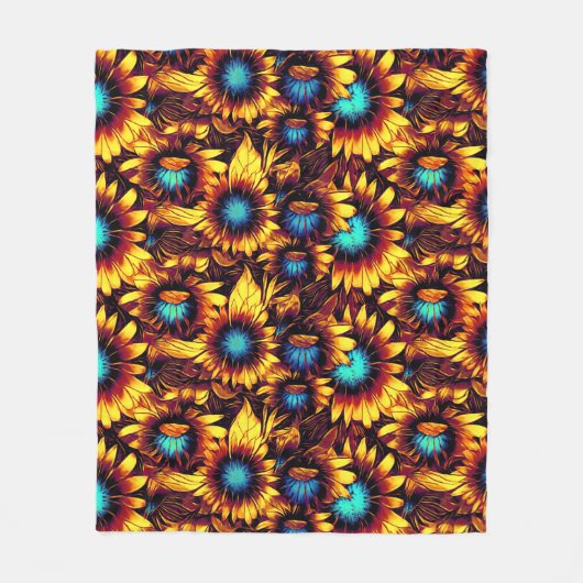 Couverture Polaire Fleurs de soleil lumineuses (Devant)