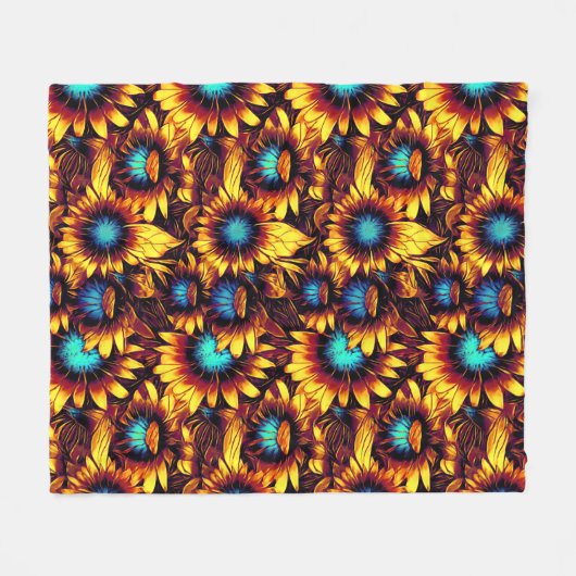 Couverture Polaire Fleurs de soleil lumineuses (Devant (Horizontal))