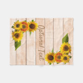 Couverture Polaire Fleurs de soleil rustiques sur bois (Devant (Horizontal))