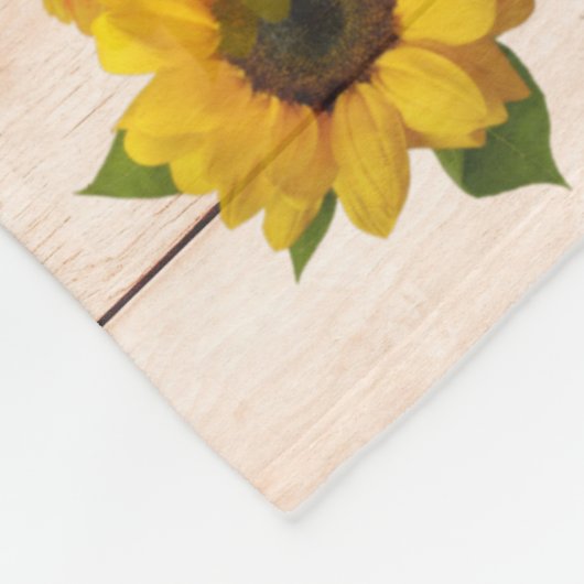 Couverture Polaire Fleurs de soleil rustiques sur bois (Coin)