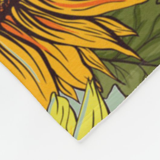 Couverture Polaire Fleurs de soleil sur Sage Arrière - plan Foliage O (Coin)