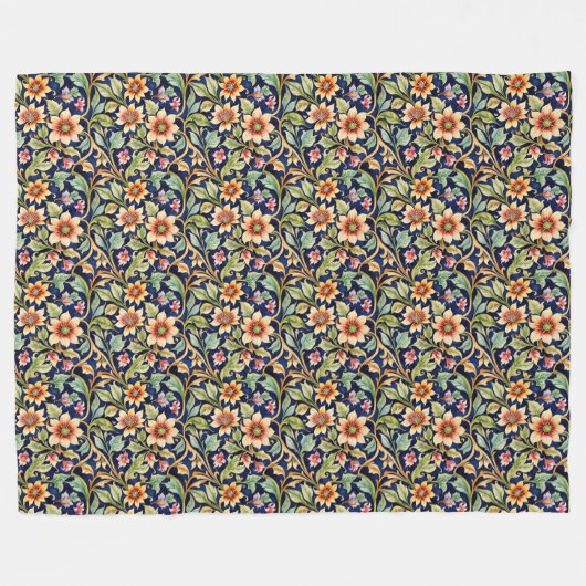 Couverture Polaire Fleurs de style islamiste doré (Devant (Horizontal))