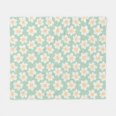 Couverture Polaire Fleurs de style rétro sur arrière - plan vert (Devant (Horizontal))