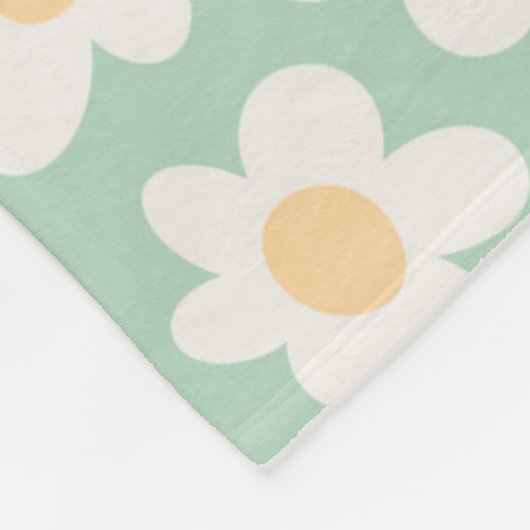 Couverture Polaire Fleurs de style rétro sur arrière - plan vert (Coin)