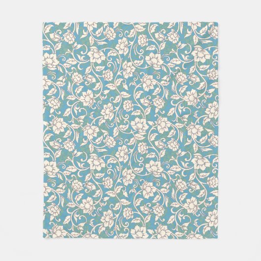 Couverture Polaire Fleurs de torrents jaunes et bleues (Devant)