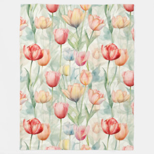 Couverture Polaire Fleurs de tulipe jaune rouge de ferme