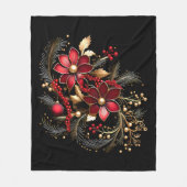 Couverture Polaire Fleurs décoratives Rouges Blanche en polaire (Devant)