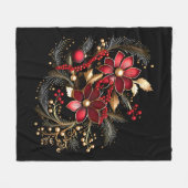 Couverture Polaire Fleurs décoratives Rouges Blanche en polaire (Devant (Horizontal))