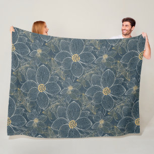Couverture Polaire Fleurs délicates - art de ligne sans couture motif