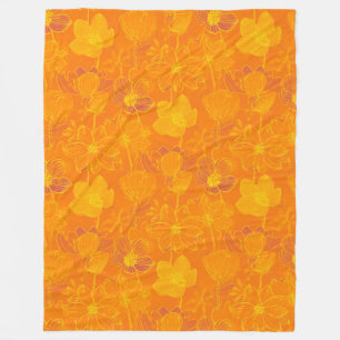 Couverture Polaire Fleurs délicates - motif sans couture art ligne 5