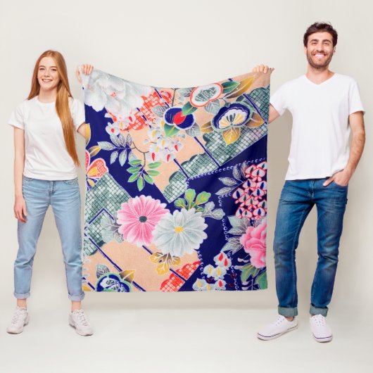 Couverture Polaire Fleurs, design japonais (En situation)