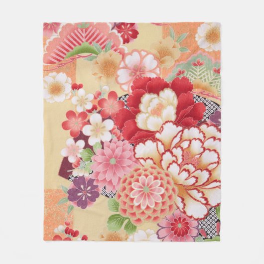 Couverture Polaire Fleurs, design japonais (Devant)
