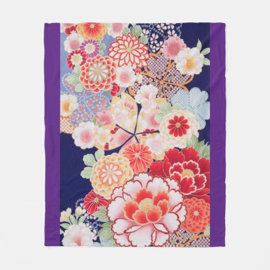 Couverture Polaire Fleurs, design japonais (Devant)