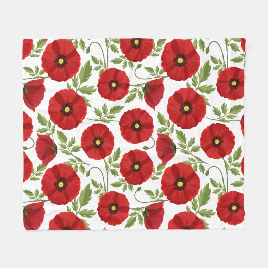 Couverture Polaire Fleurs d'été joyeuses floraison de pavot (Devant (Horizontal))