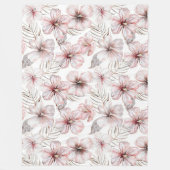 Couverture Polaire Fleurs d'Hibiscus Rose Anniversaire (Devant)