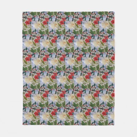 Couverture Polaire Fleurs d'hiver & Holly (Devant)