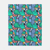 Couverture Polaire Fleurs d'oiseaux tropicales colorées Toucan Plante (Devant)