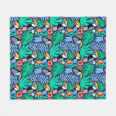 Couverture Polaire Fleurs d'oiseaux tropicales colorées Toucan Plante (Devant (Horizontal))