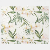 Couverture Polaire Fleurs d'orchidées blanches tropicales (Devant (Horizontal))