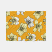 Couverture Polaire Fleurs d'orchidées jaune et blanc (Devant (Horizontal))