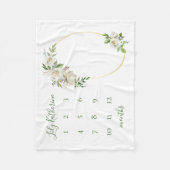 Couverture Polaire Fleurs dorées Nom du bébé Jalon Photo (Devant)