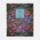 Couverture Polaire Fleurs douces et feuille rouge noir monogramme flo (Devant)