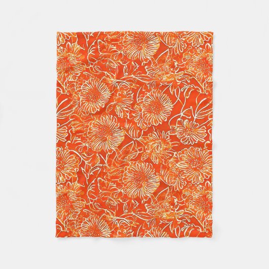 Couverture Polaire Fleurs douces orange (Devant)